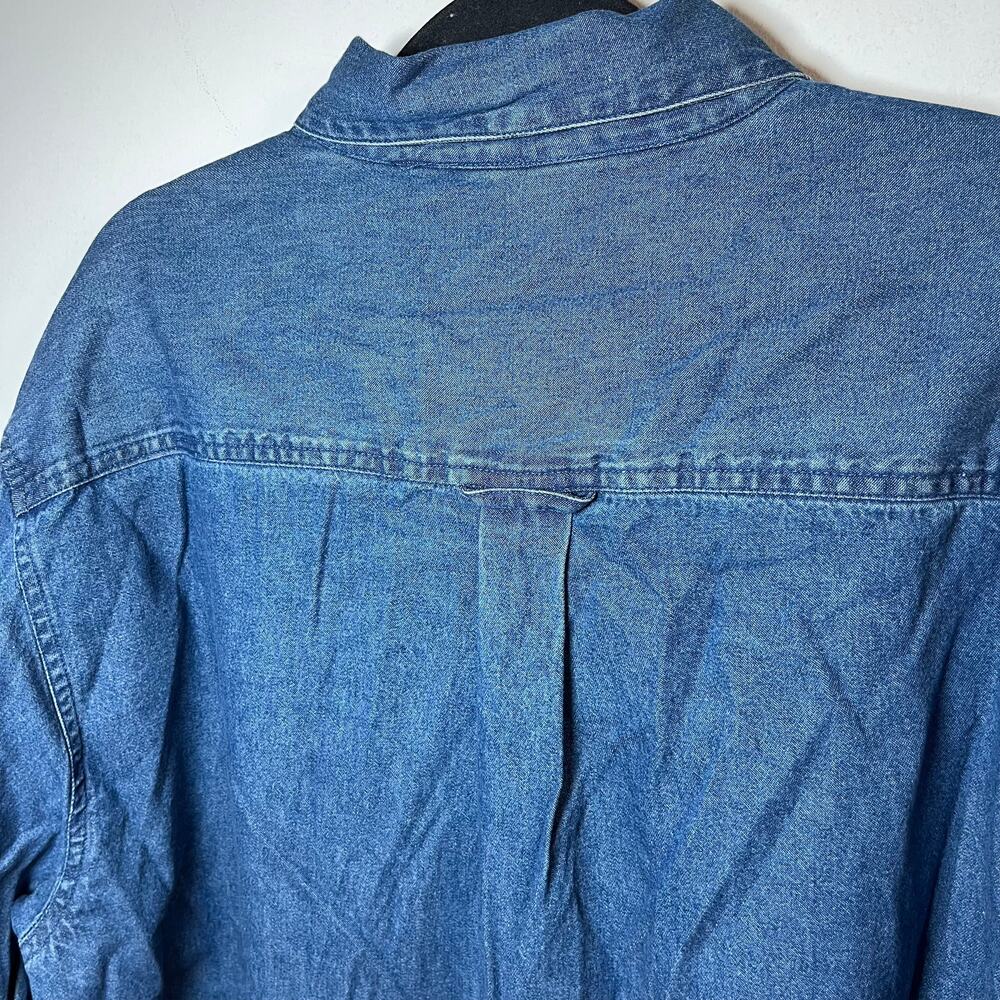 Vintage American Flag Stars Stripes Denim Shirt Red White Blue Large USA July 4 - Picture 9 of 9
